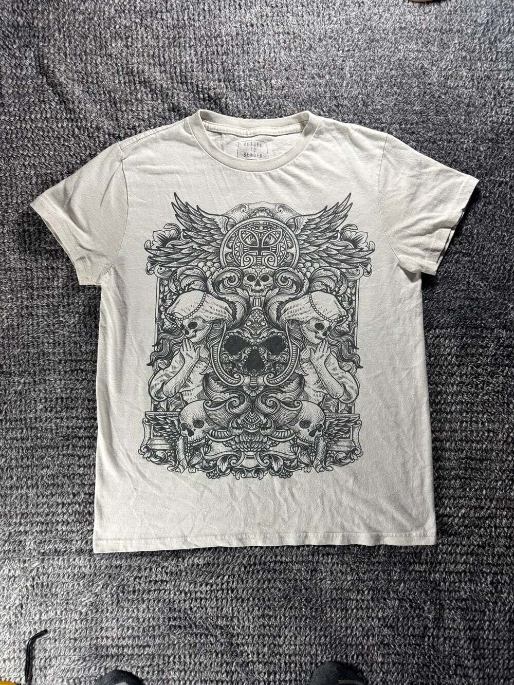 Y2K Return To Sender Gothic Skull Graphic T-Shirt